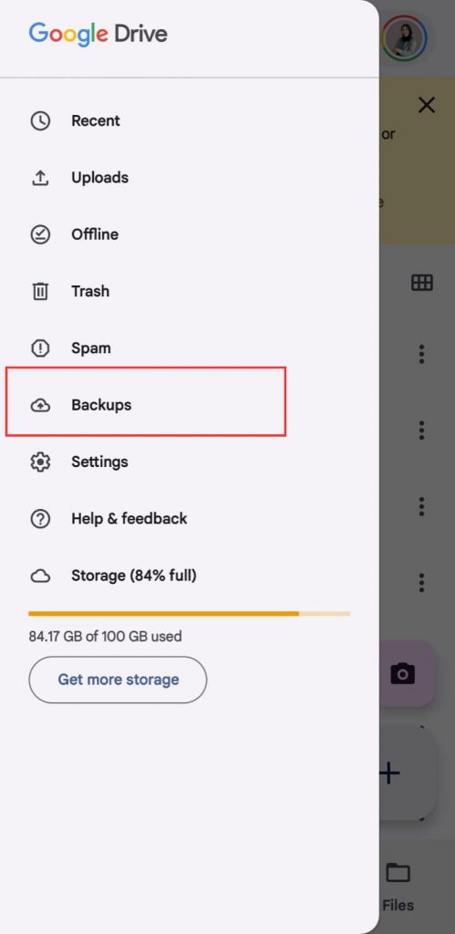 6 - Ketuk ikon Menu, lalu pilih Cadangan