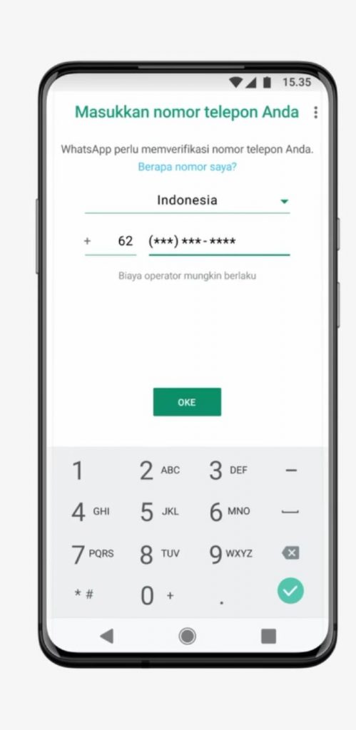 9 - Buka WhatsApp dan verifikasi nomor telepon