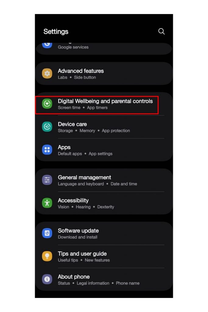 Buka Pengaturan Kesehatan Digital & Kontrol Orang Tua