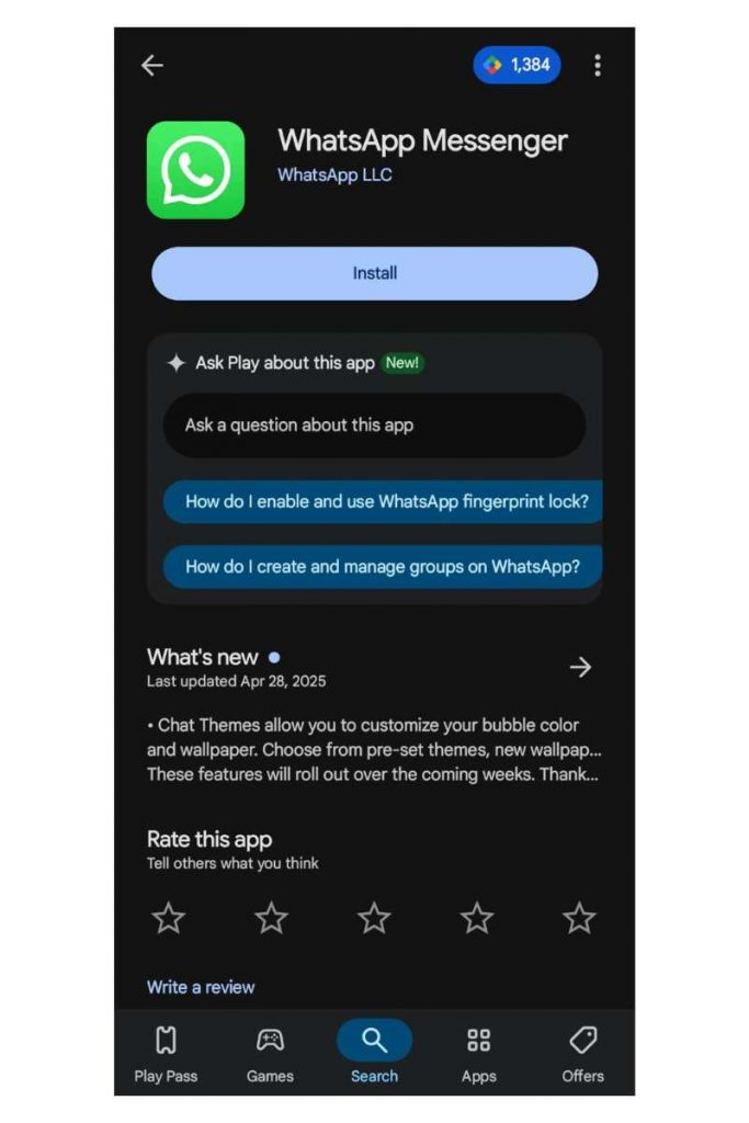 Buka kembali Play Store atau App Store dan instal WhatsApp