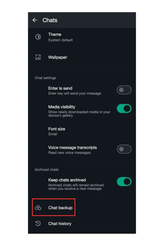 Cadangkan terlebih dahulu chat Anda
