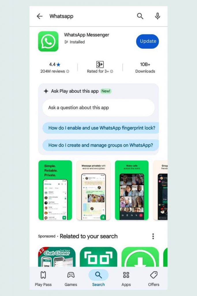 Ketik “WhatsApp” di kolom pencarian