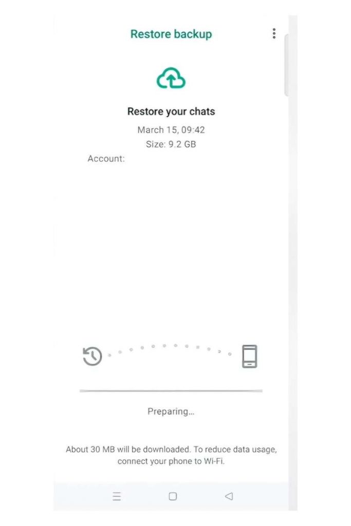 Login kembali dan pulihkan data cadangan jika diminta