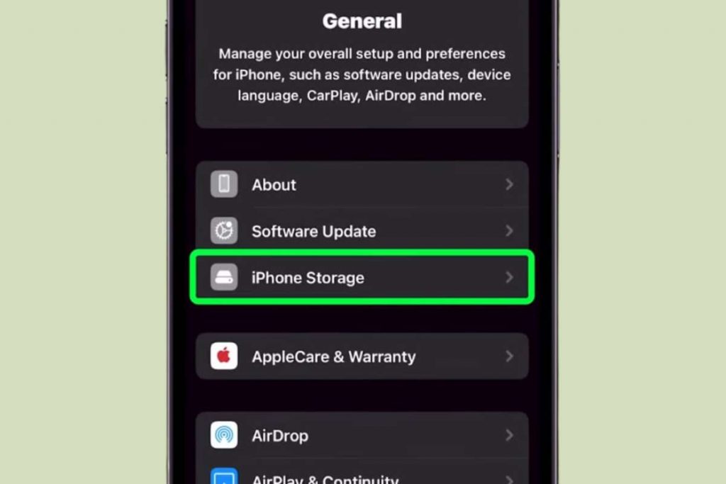 Masuk ke General (Umum) iPhone Storage (Penyimpanan iPhone)