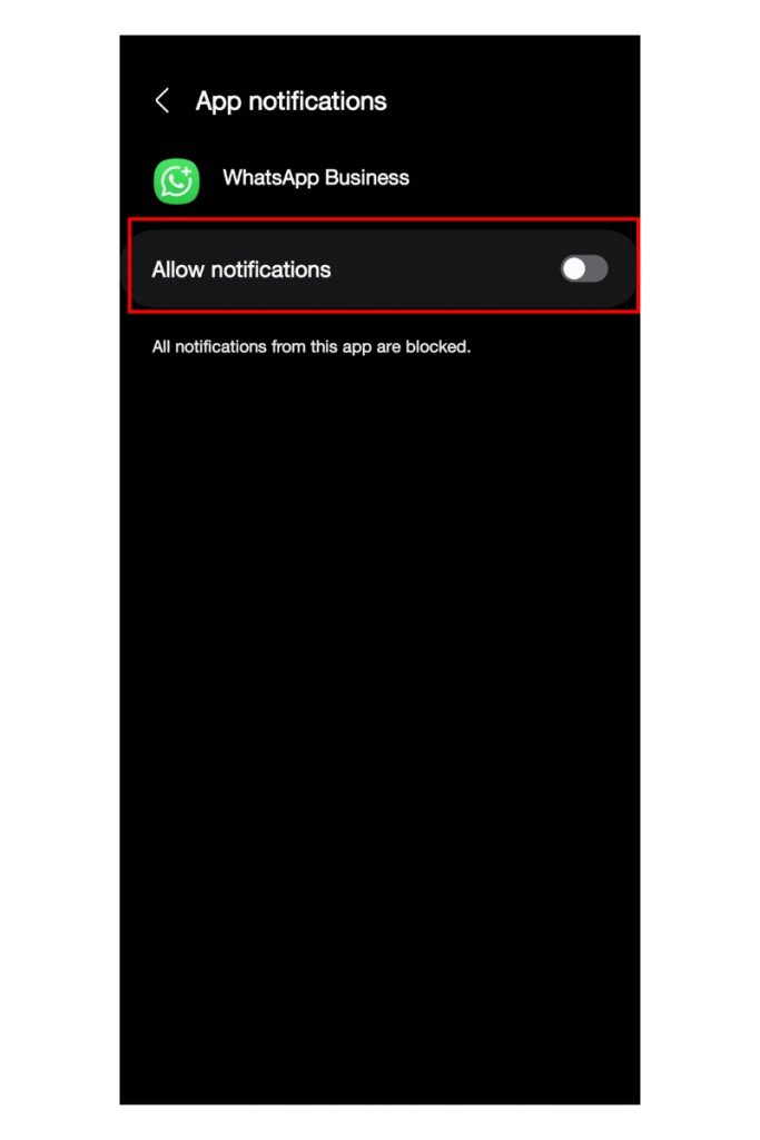 Nonaktifkan semua kategori notifikasi