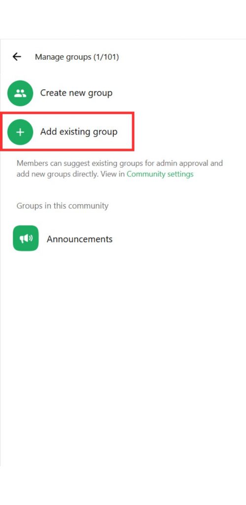Pilih “Tambahkan Grup yang Sudah Ada”