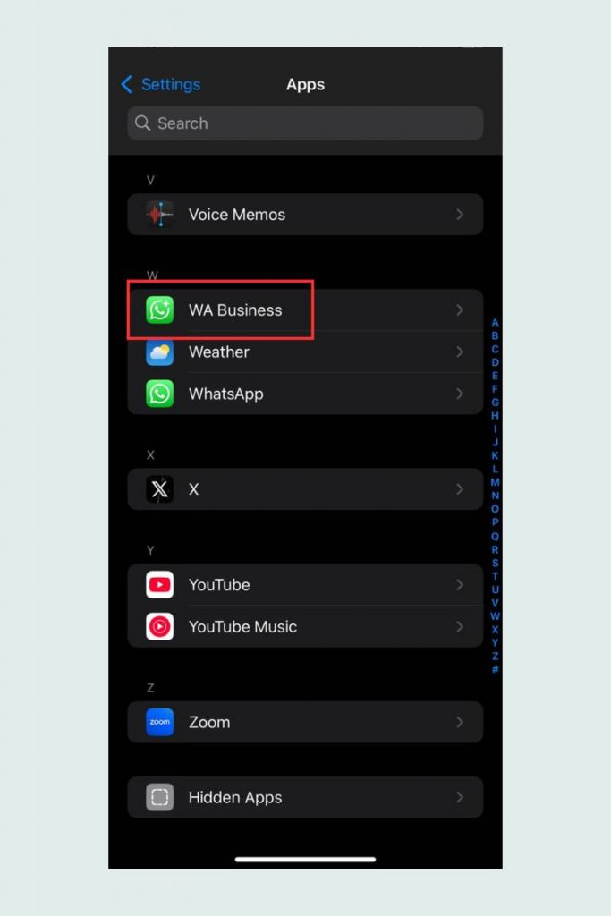 Scroll hingga menemukan “WhatsApp”.