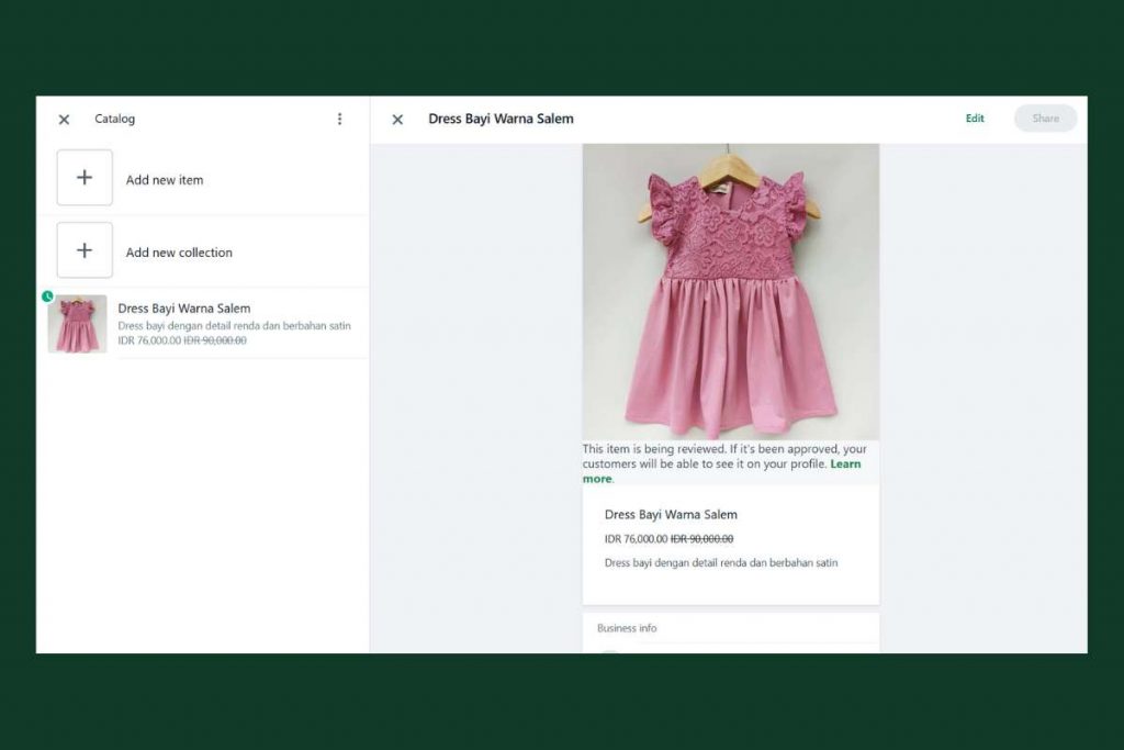 cek ulang detail produk di whatsapp web