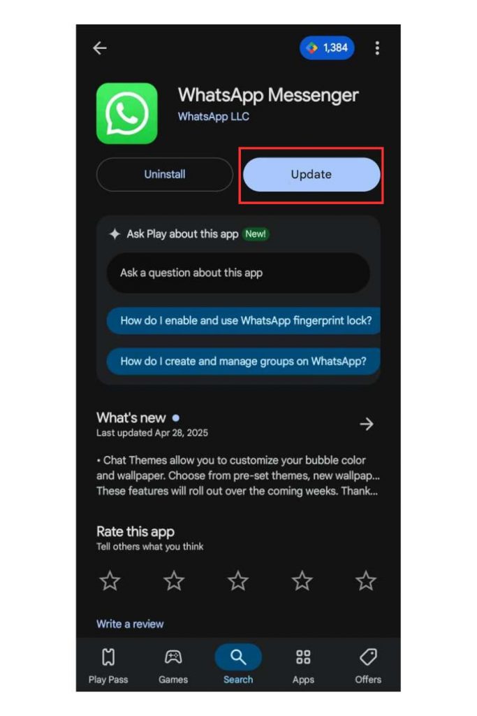 ketuk tombol “Update” atau “Perbarui”