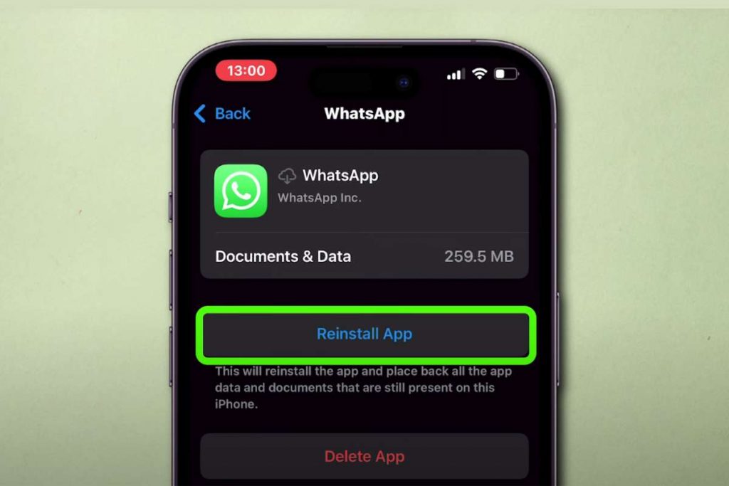klik Reinstall App (Pasang Ulang Aplikasi)