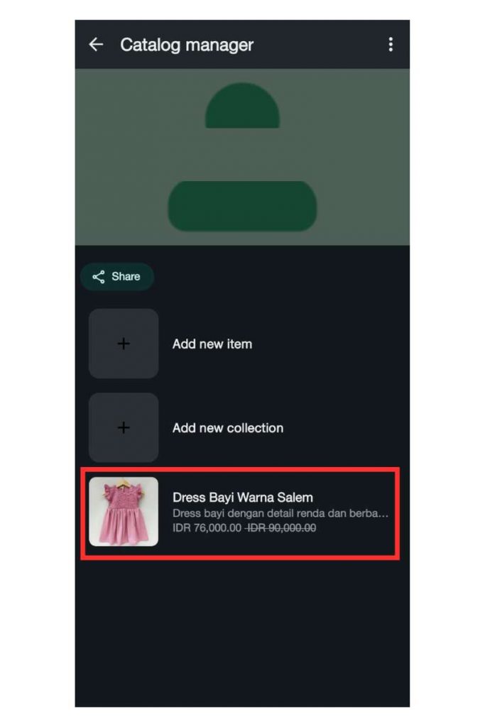 klik produk yang ingin dibagikan