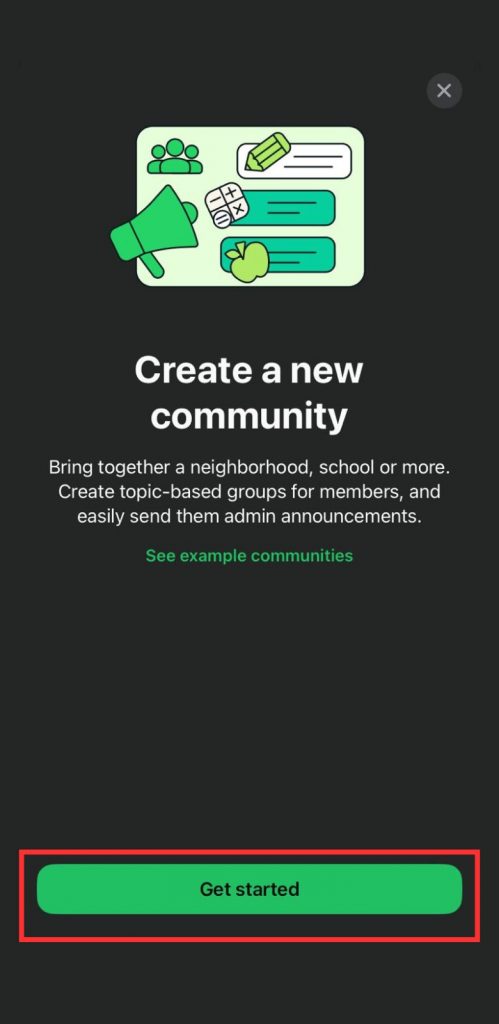 klik tombol get started