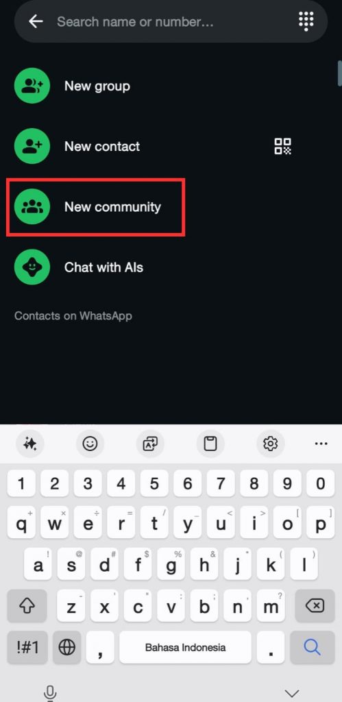 klik tombol new community