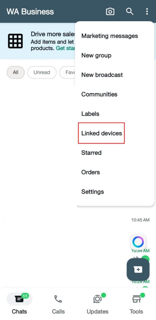 masuk ke linked devices