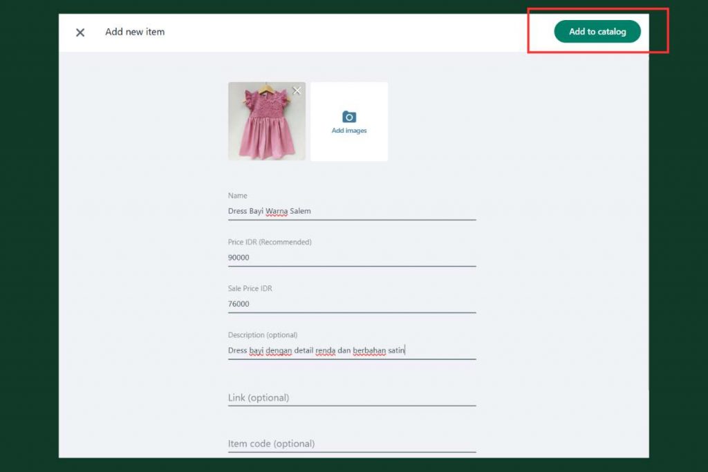 menambahkan produk baru ke katalog di whatsapp web