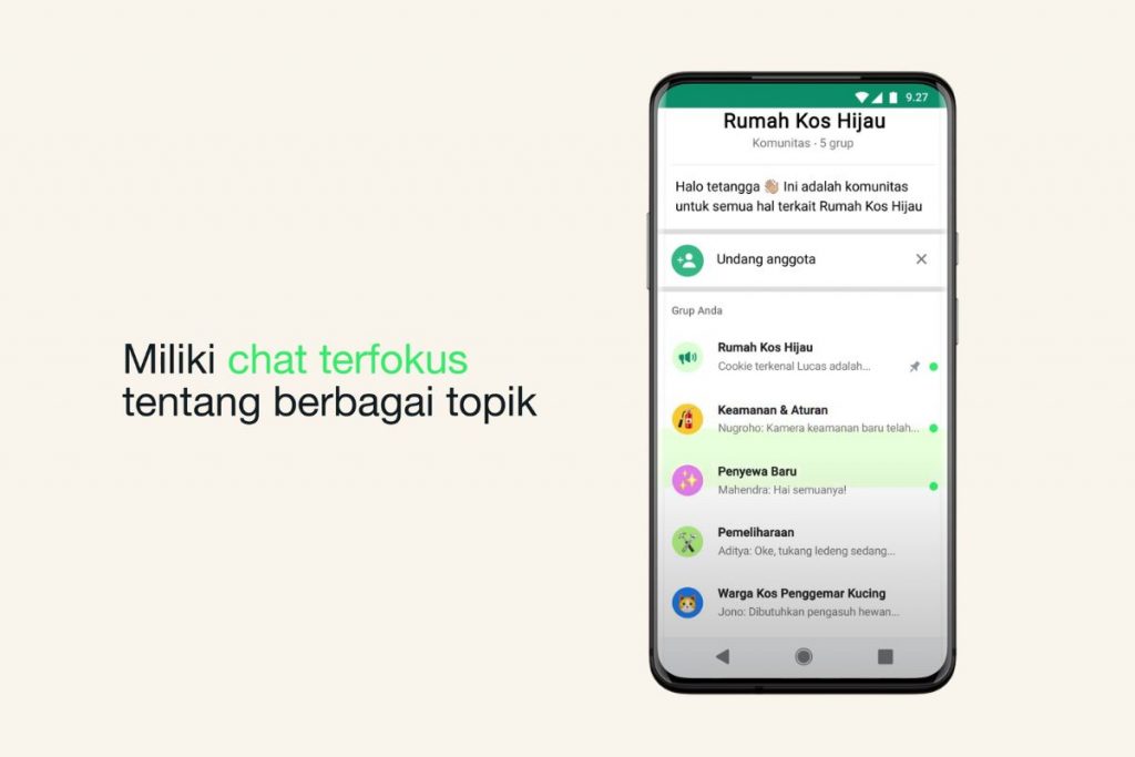 pembagian grup yang jelas di whatsapp community