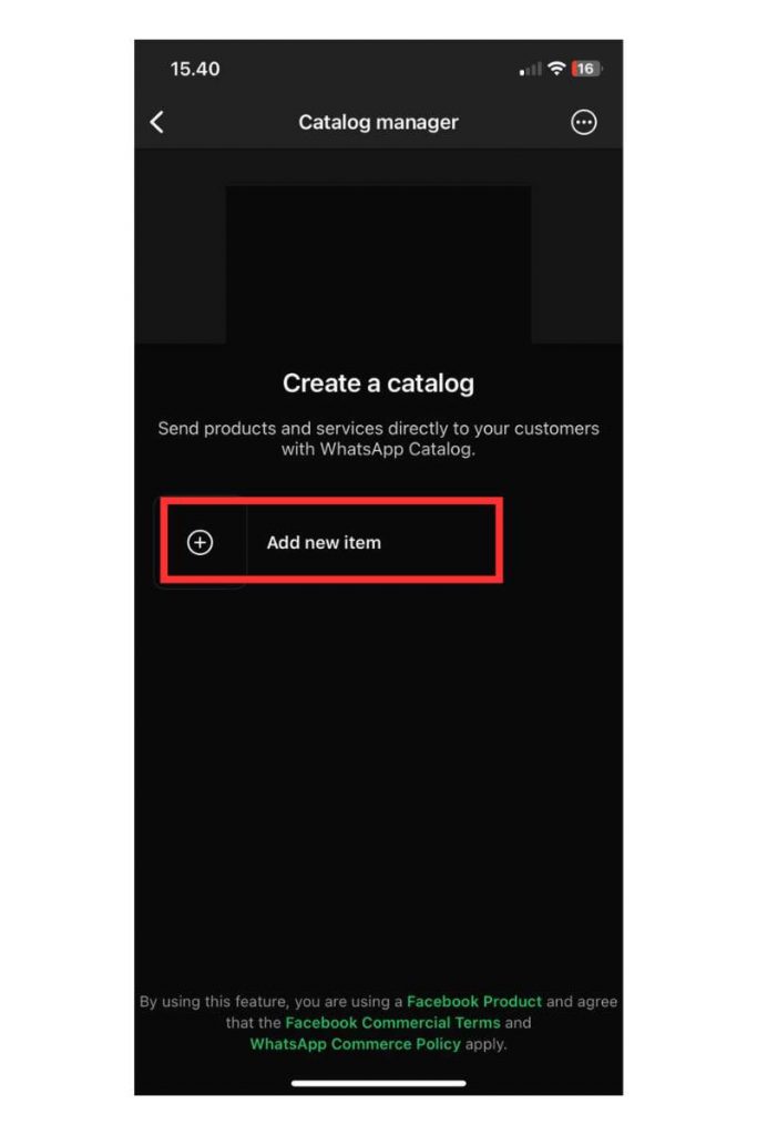 tambahkan item di whatsapp iphone