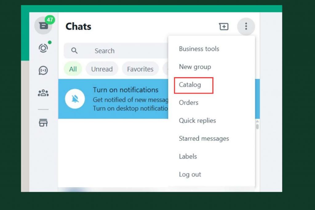 tombol catalog di whatsapp web