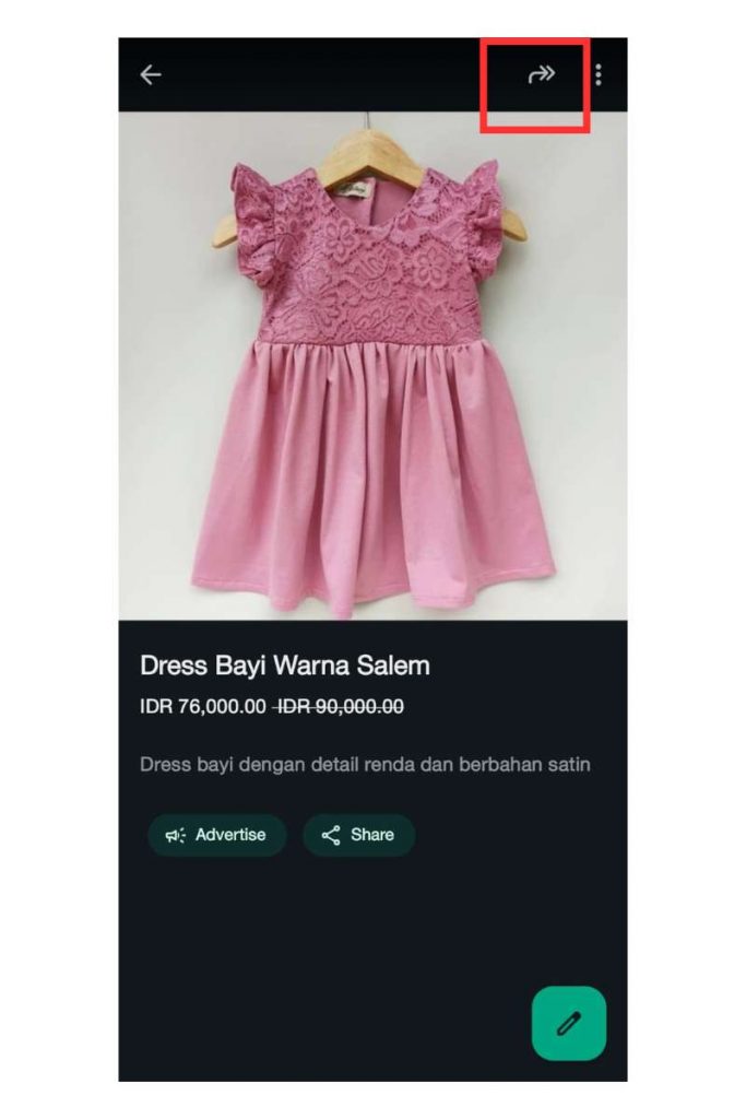 tombol panah di katalog whatsapp