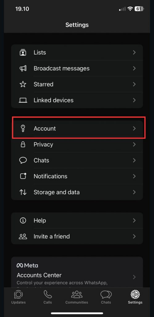 11 - Pilih menu Akun