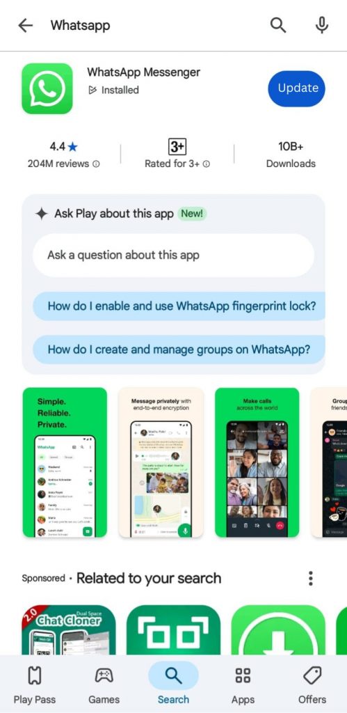 12 - Buka Google Play Store (Android) atau App Store (iPhone) dan cari “WhatsApp”