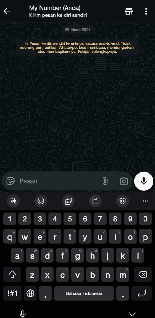 12 - Buka WhatsApp, buka kontak Anda sendiri