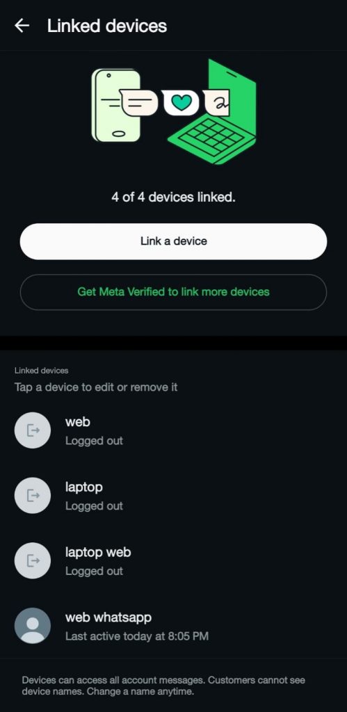15 - Di sini akan muncul daftar perangkat yang sedang login