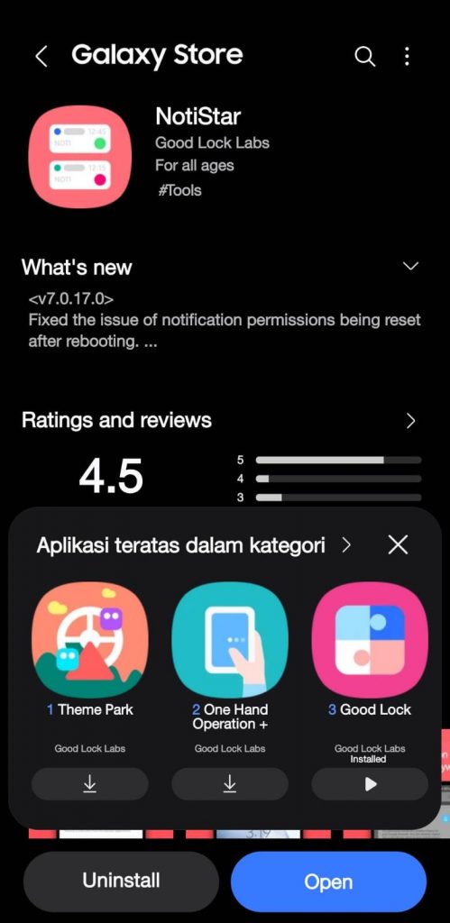 17 - Unduh dan instal aplikasi NotiStar dari Galaxy Store