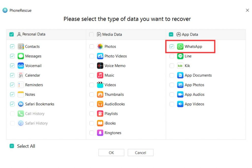 21 - Pilih WhatsApp, lalu lakukan pemindaian data