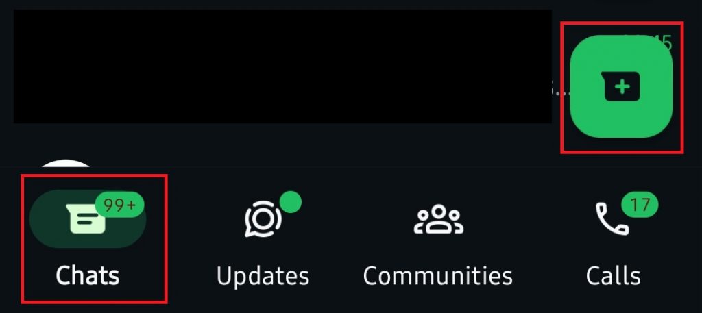 [Android-1] Buka WA, buka tab chat, klik icon +