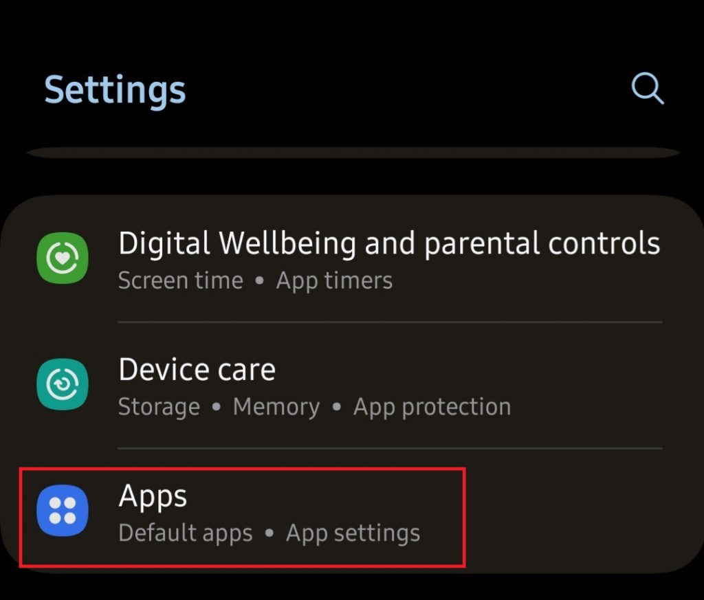 1. Buka settings, pilih apps