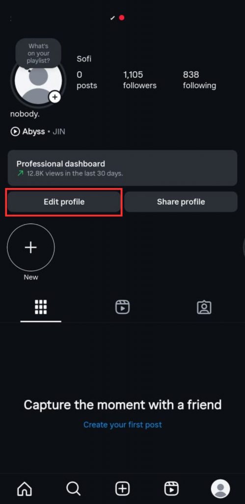 10 - Masuk ke profil Instagram Anda, pilih Edit Profile