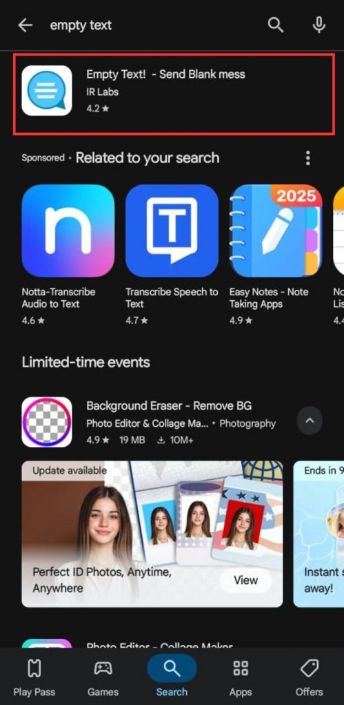 10 - Unduh aplikasi Empty Text! dari Google Play Store
