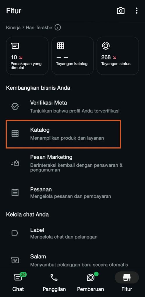 12 - Masuk ke menu “Fitur” _ “Katalog”