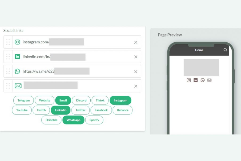 16 - Pilih “Tampilan”, atur tema dan masukkan link media sosial, termasuk WhatsApp