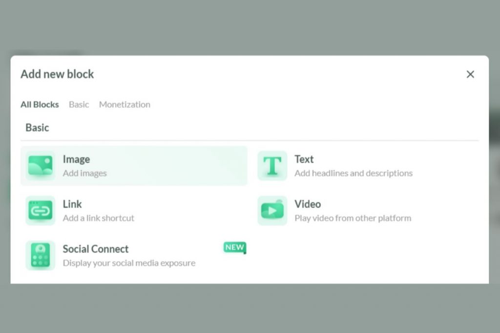 17 - Pilih menu “My Lynk” untuk menambahkan blok tautan lain, misalnya website toko online Anda
