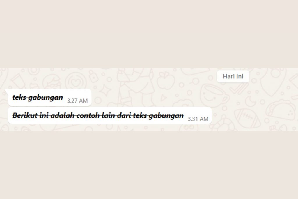 17 - Tekan kirim, dan teks akan muncul dengan ketiga gaya tersebut secara bersamaan.