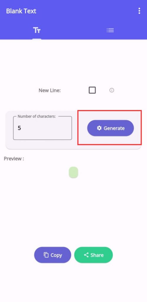 19 - Masukkan jumlah karakter yang ingin Anda kirim. Anda juga bisa mengirim baris baru dengan mencentang “New Line”. Klik “Generate”