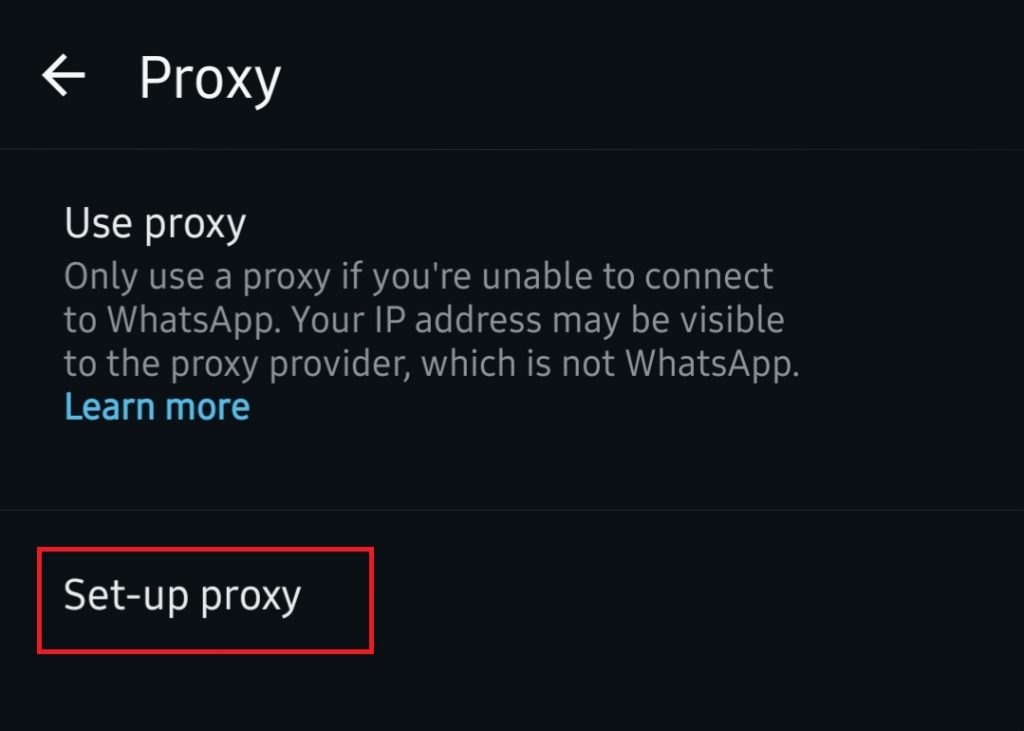 4. Klik set up proxy