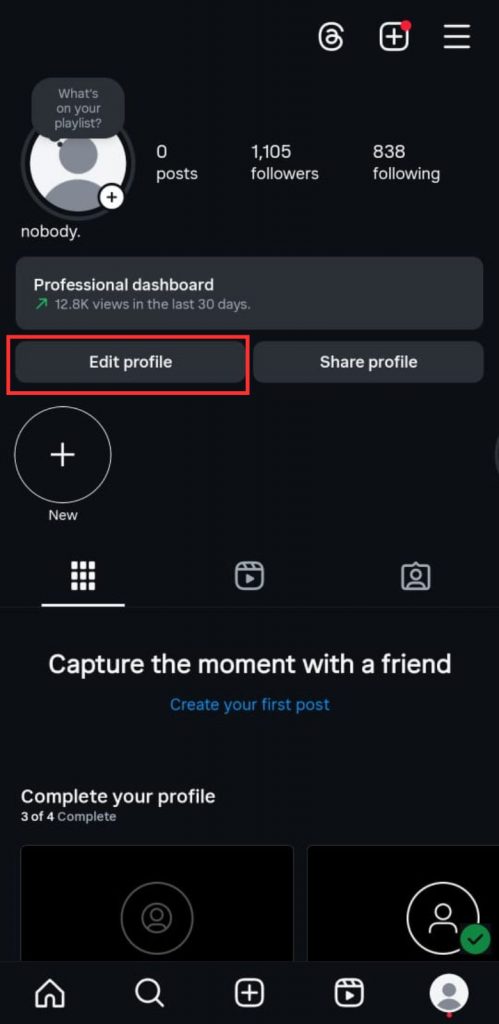5 - Buka aplikasi Instagram Anda _ Buka Profil _ Pilih “Edit Profil”