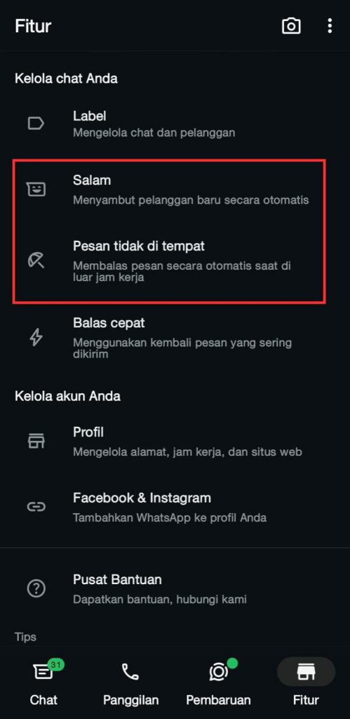 6 - pesan tidak di tempat