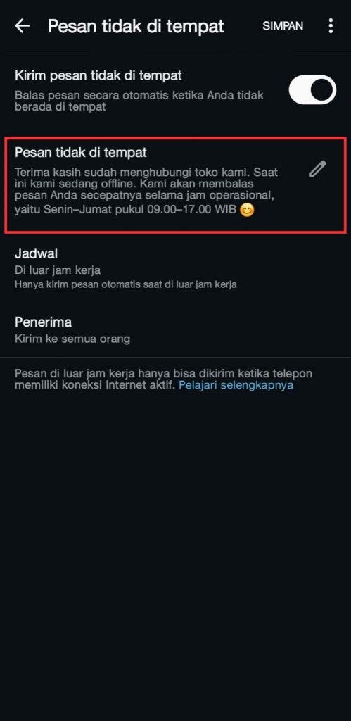 8 - edit isi pesan tidak di tempat