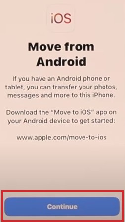 [Android to iPhone] 1. klik continue di iPhone