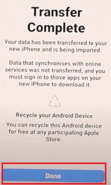 [Android to iPhone] 14. Transfer complete di android