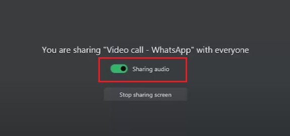 [Web-3] Muncul tampilan share screen, pilih untuk on atau off toggle audio