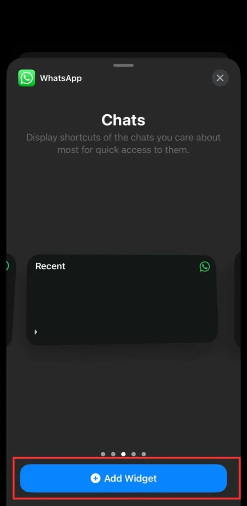 12 - Screenshot langkah di iOS - Pilih widget WhatsApp sesuai dengan kebutuhan Anda