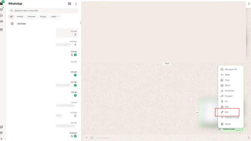 16 - Gambar screenshot dari langkah Arahkan kursor ke pesan tersebut hingga muncul ikon Menu (˅)