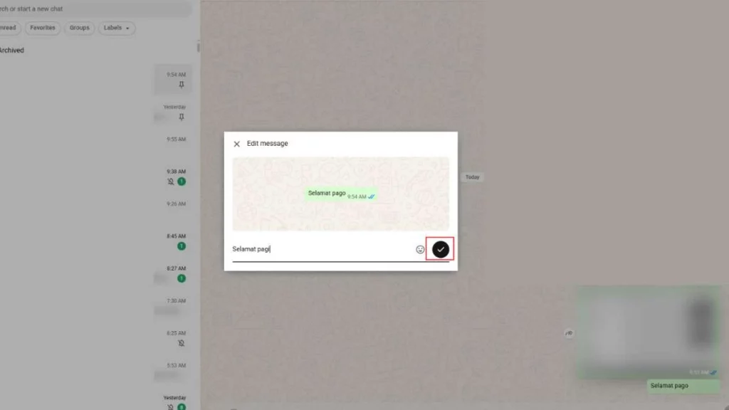 17 - Gambar screenshot dari langkah Ubah isi pesan sesuai kebutuhan. Klik Selesai (🗸) untuk menyimpan perubahan