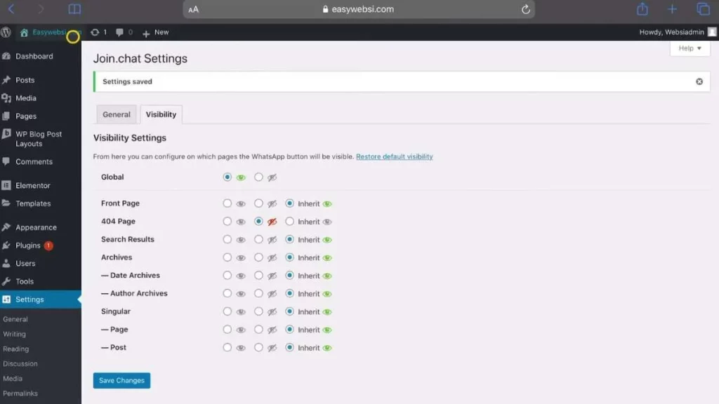 18 - Screenshot langkah di website - Masukkan nomor WhatsApp, pesan otomatis (greeting), dan atur posisi widget di website