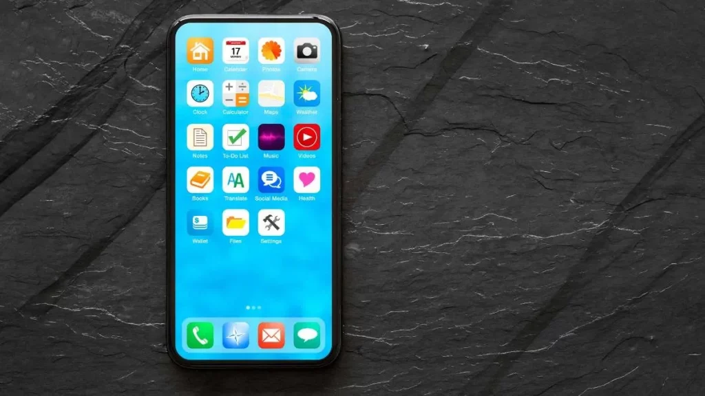 2- Gambar iphone yang menampilkan homescreen